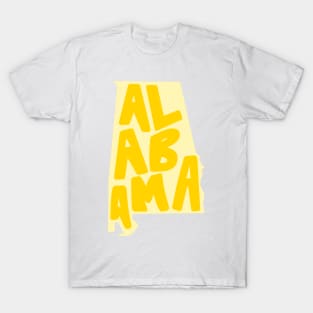 Alabama Doodle Letters Map Outline- yellow T-Shirt